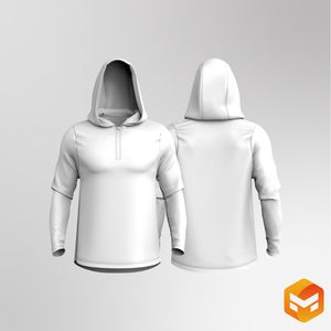 Mens Set In Sleeve Quarter Zip Hoodie 3D Garment
