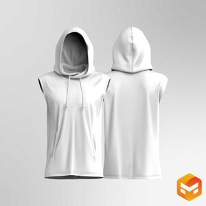 Mens Sleeveless Cross Over Hoodie - 3D Garment