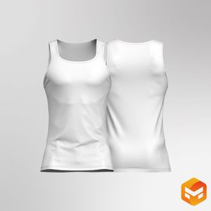 Mens Squared Off Neckline Fitted Tank Top 3D Garment