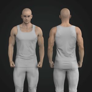 Mens Squared Off Neckline Fitted Tank Top Tech Pack