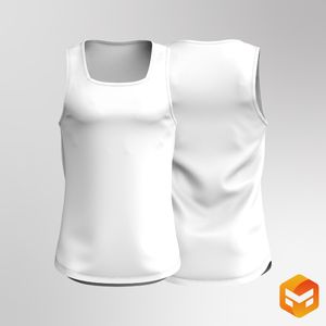 Mens Squared Off Neckline Relaxed Scallop Bottom Tank Top 3D Garment
