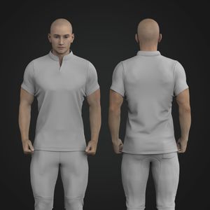Mens Stand Collar Set In Sleeve Fitted Golf Tee Tech Pack