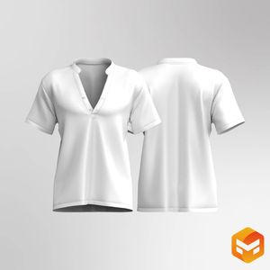 Mens Stand Collar Set In Sleeve Relaxed Tee 3D Garment