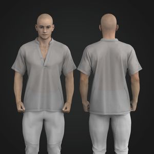Mens Stand Collar Set In Sleeve Relaxed Tee Tech Pack