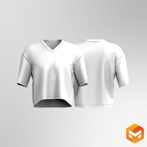 Mens V-Shaped Neckline Cropped Jersey 3D Garment