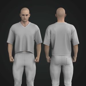 Mens V-Shaped Neckline Cropped Jersey Tech Pack