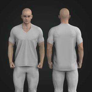 Mens V-Shaped Neckline Modified Set In Sleeve Relaxed Fit Tee Tech Pack