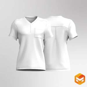 Mens V-Shaped Neckline Patch Pocket Scrub Tee - 3D Garment