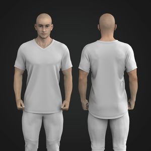 Mens V-Shaped Neckline Scallop Bottom Performance Tee Tech Pack