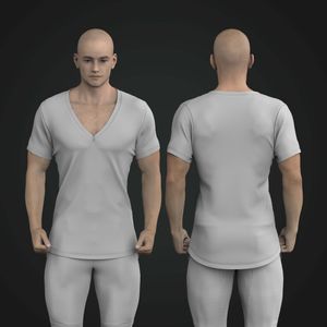 Mens V-Shaped Neckline Set In Scallop Bottom Tee Tech Pack