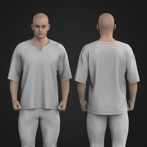 Mens V-Shaped Notched Neckline Drop Shoulder Relaxed Tee Tech Pack