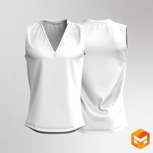 Mens V-Shaped Notched Neckline Scallop Bottom Tank Top 3D Garment