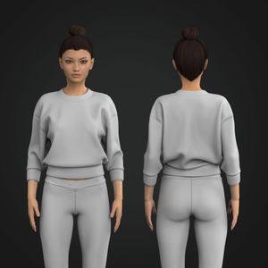 Ladies 3/4 Sleeve Drop Shoulder Crew Neck Sweater