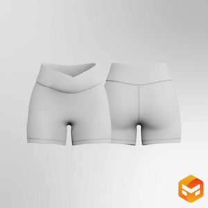 Ladies 4.5 Inch Inseam Wrap Waistband Biker Short - 3D Garment
