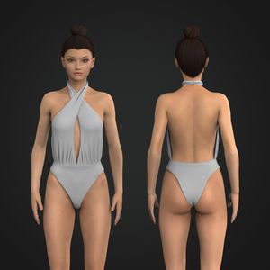 Ladies Backless Halter Neckline Swimsuit