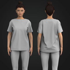 Ladies Boat Neckline Relaxed Fit Set In Short Sleeve Tee