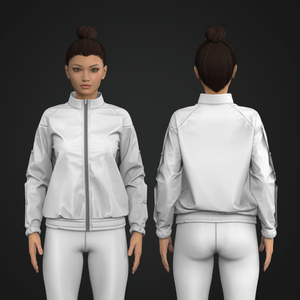 Ladies Cadet Collar Drop Shoulder Full Zip Jacket W Arm Slit