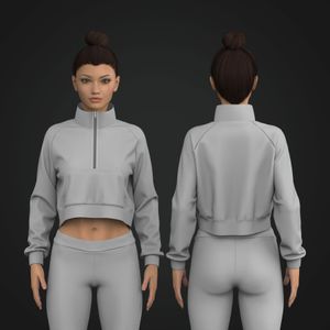 Ladies Cadet Collar Half Zip Oversized Pull Over