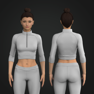 Ladies Cadet Collar Raglan Sleeve Quarter Zip Crop Tee