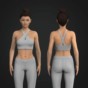 Ladies Center Split Cross Over Neckline Fused Sports Bra