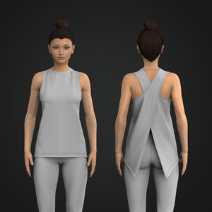 Ladies Crew Neck Cross Over Open Back Tank Top