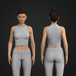 Ladies Crop Sleeve Crew Neck Tank Top