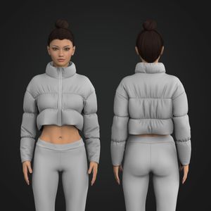 Ladies Cropped Drop Shoulder Puffer Jacket