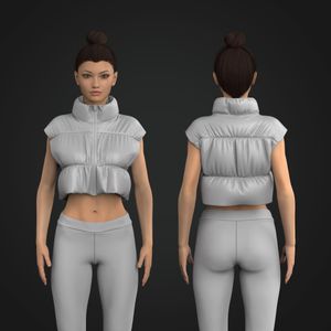 Ladies Cropped Sleeveless Puffer Jacket