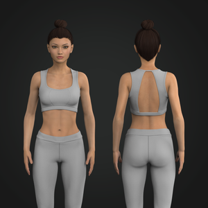 Ladies Diamond Neckline Back Cut Out Sports Bra