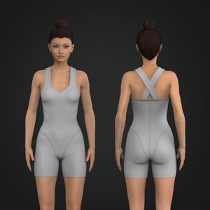 Ladies Diamond Shaped Neckline Criss Cross Jumpsuit