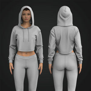 Ladies Drop Shoulder Crop Hoodie