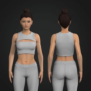 Ladies Fitted Keyhole Neckline Crop Tank