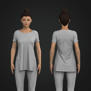 Ladies Full Length Short Sleeve W/ High Split Hem Tee