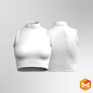 Ladies High Neck Crop Top Sports Bra - 3D Garment