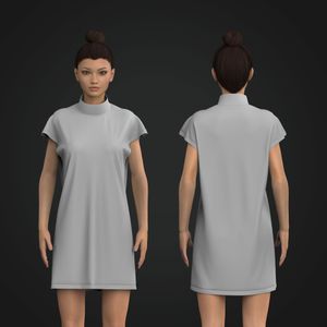 Ladies High Neck Drop Shoulder Cap Sleeve Dress