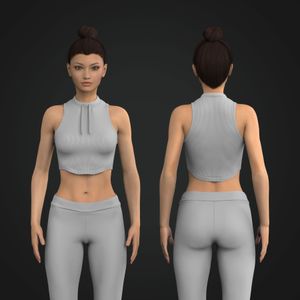 Ladies High Neck Rib Crop Tank Top
