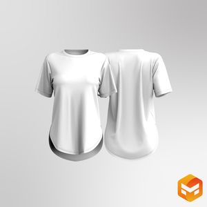 Ladies High Split Scallop Bottom Tee - 3D Garment