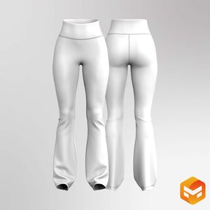 Ladies High Waisted Flared Leggings - 3D Garment