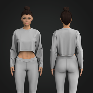 Ladies Long Sleeve Drop Shoulder Crop Tee