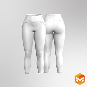 Ladies Merged Waistband 25.00 Inch Inseam Leggings - 3D Garment