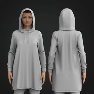 Ladies Modest Set In Sleeve Pullover Hoodie