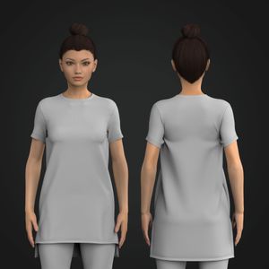 Ladies Modest Set In Sleeve Stepped Hem Tee