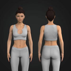 Ladies Notched Neckline Crop Sports Bra