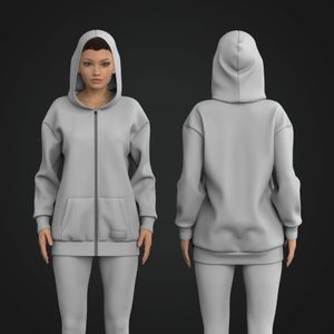 Ladies Organic Lounge Full Zip Drop Shoulder Oversized Hoodie