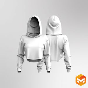Ladies Oversized Drop Shoulder Crop Hoodie - 3D Garment