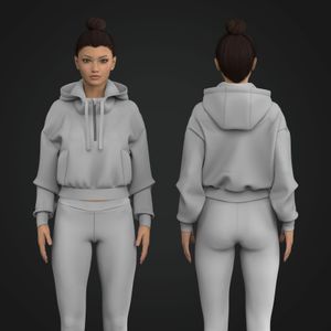 Ladies Oversized Drop Shoulder Half Zip Hoodie W/Cuff Bottom