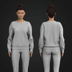 Ladies Oversized Drop Shoulder Crew Neck Sweater W Cuff Bottom