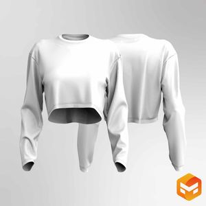 Ladies Oversized LS Crop Tee - 3D Garment