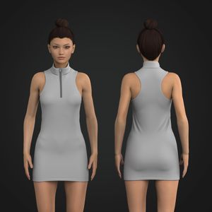 Ladies Quarter Zip High Neck Dress