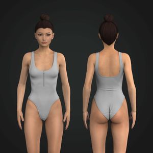 Ladies Quarter Zip Open Back Bodysuit